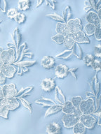 Light Blue Lace Jacquard Boat Neck Sleeveless Mermaid Floor-length Gown Dress