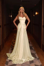 Cocoslly Strapless Sleeveless High Waist Long Prom Dress With Pleated | Blushing Pink Chiffon YC0561