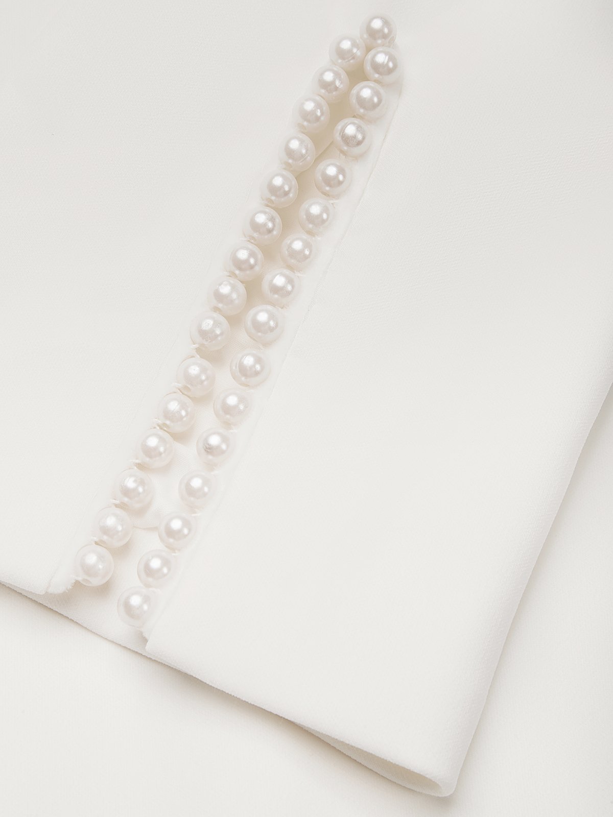 White Faux Pearl Classic Crew Neck Half Sleeve Sheath Midi Dress