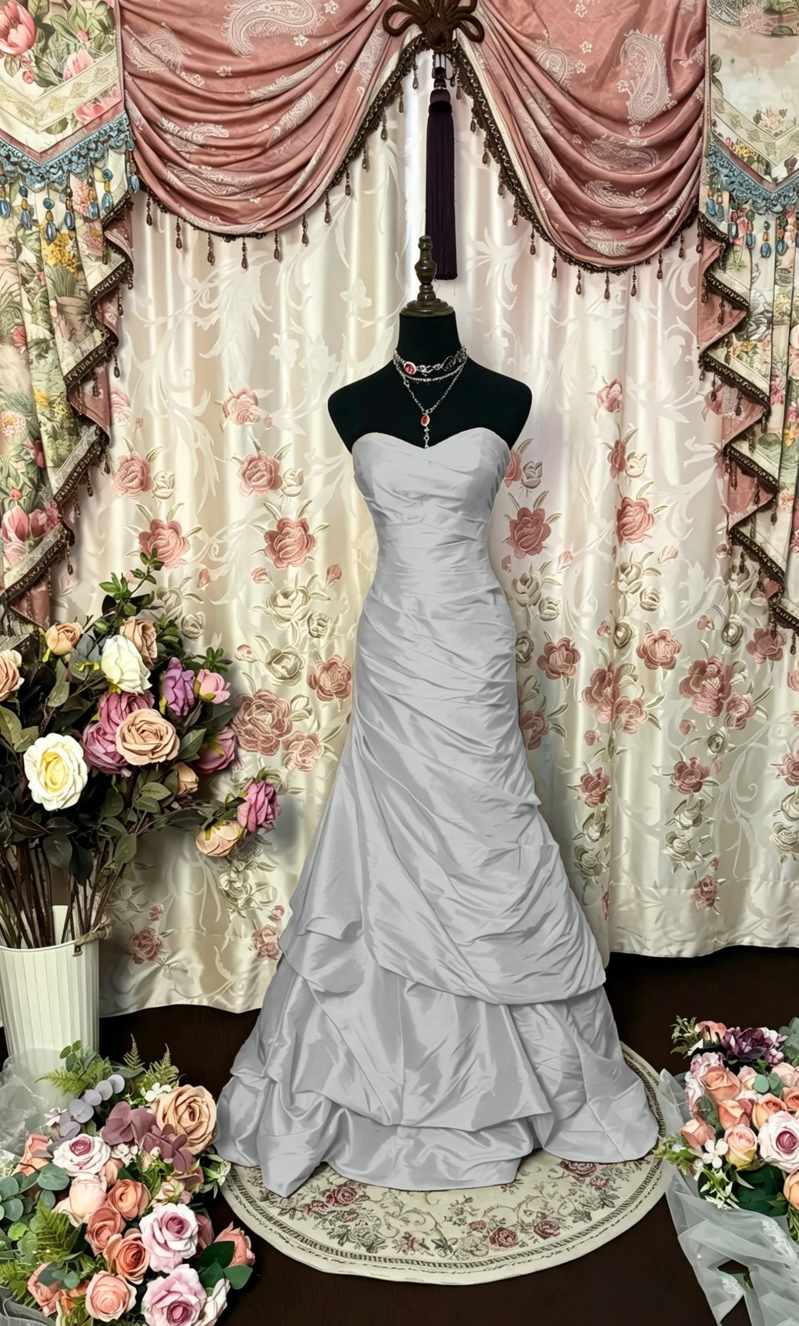 Cocoslly Strapless Sweetheart Sleeveless High Waist Long A Line Prom Dress With Ruffles | Black Red Satin PRD0034