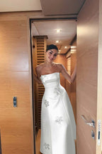 Strapless Sleeveless Long Prom Dress With Pleated Appliques JQ0079