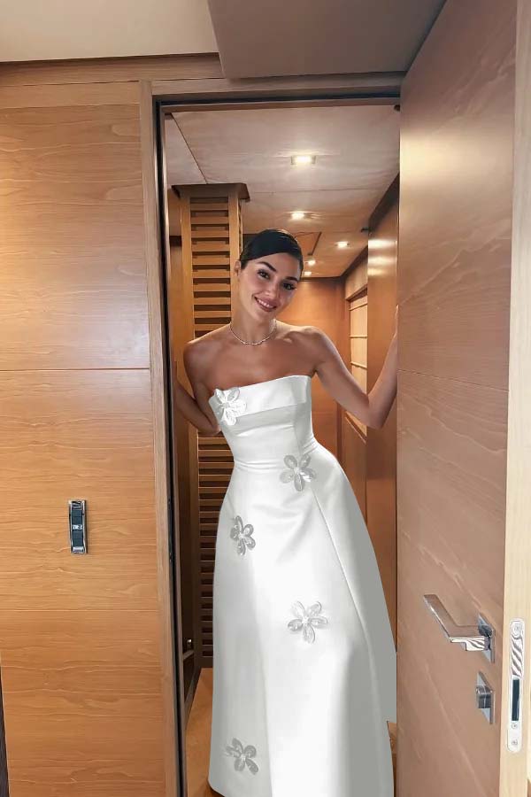 Strapless Sleeveless Long Prom Dress With Pleated Appliques JQ0079