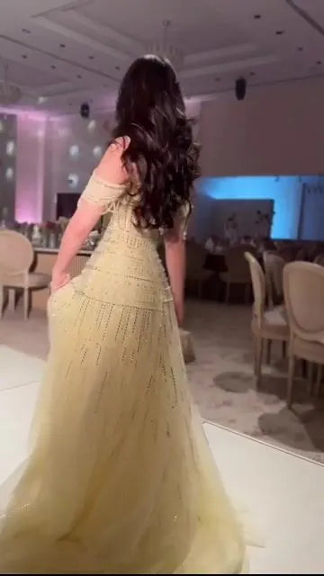 Cocoslly Off-The-Shoulder Sleeveless High Waist Long Mermaid Prom Dress With Rhinstone And Sequins | Daffodil Tulle CO0223