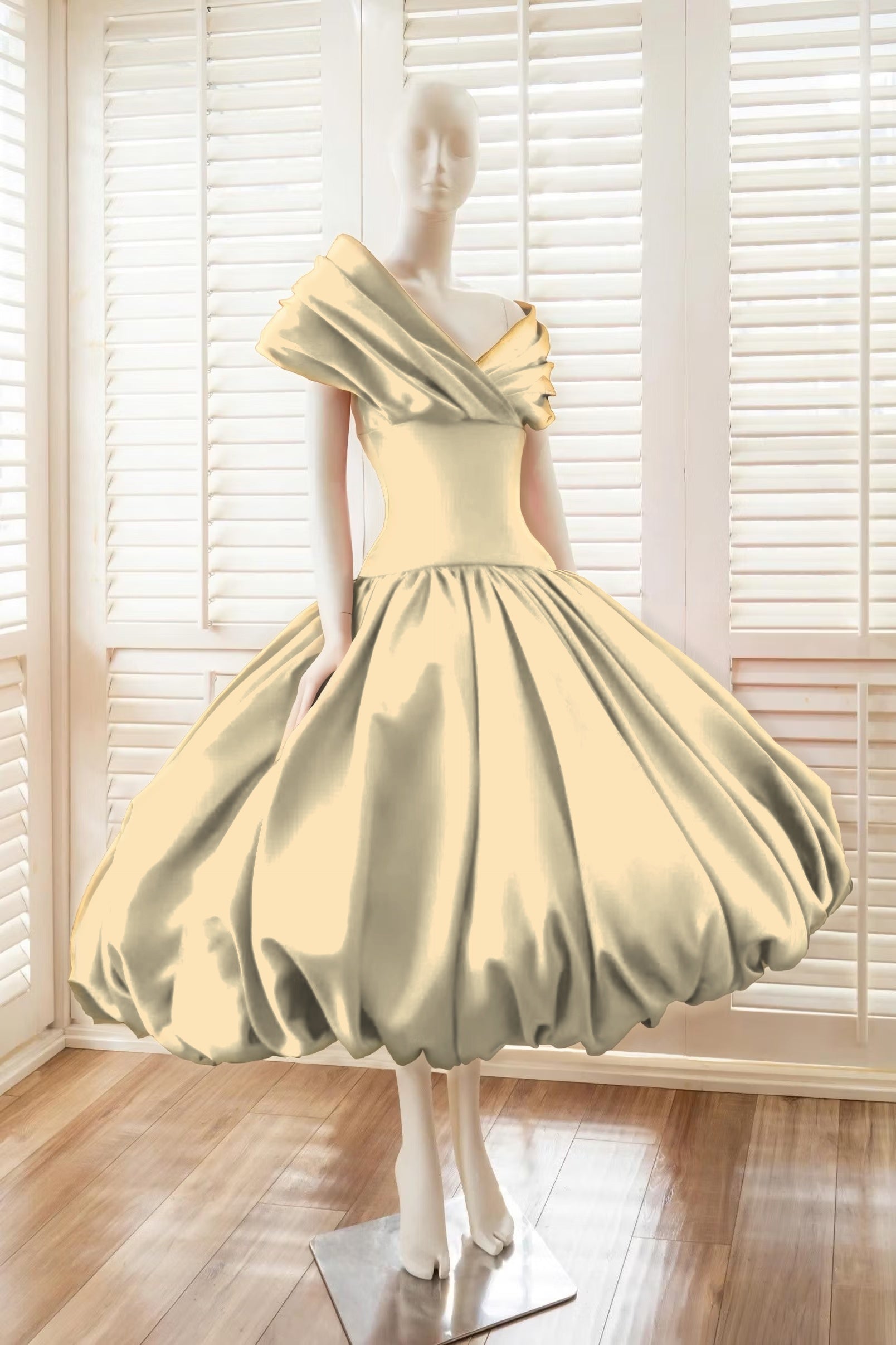 Cocoslly Off-The-Shoulder Sleeveless High Waist Long A Line Prom Dress With Pleated | Red Satin YC0571