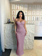 Cocoslly Spaghetti Straps Sleeveless High Waist Long Mermaid  Prom Dress | Brown Sequins YK0969