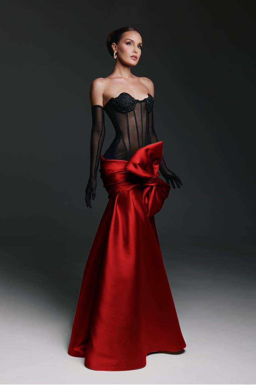 Strapless Sweetheart Sleeveless Long Mermaid Prom Dress With Gloves WQ0174