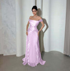 Chic Off the Shoulder Sleeveless Long Prom Dress With Pleated YK0266