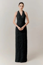 Cocoslly Halter Sleeveless High Waist Long Prom Dress With Tassel | Blushing Pink Feather JZ0095