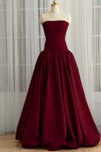 Sleeveless Strapless Long Ball Gown Prom Dress With Pleated WQ0345