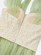 Green Chiffon V Neck Sleeveless A-Line Floor-length Gown Dress