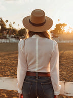 銆�24-hour shipping out銆慦estern-style White Lace Button-down Shirt