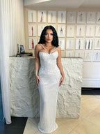 Cocoslly Spaghetti Straps Sleeveless High Waist Long Mermaid  Prom Dress | Brown Sequins YK0969