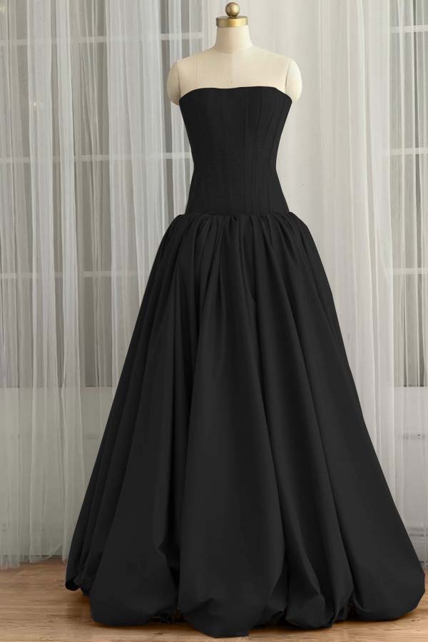 Sleeveless Strapless Long Ball Gown Prom Dress With Pleated WQ0345
