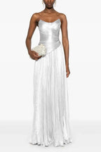Chic Strapless Sleeveless Long Prom Dress With Ruffles Pleated WQ0236