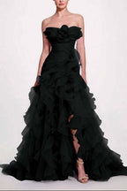 Strapless Sleeveless Long High Split Prom Dress With Pleated XJ0663