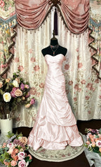 Cocoslly Strapless Sweetheart Sleeveless High Waist Long A Line Prom Dress With Ruffles | Black Red Satin PRD0034