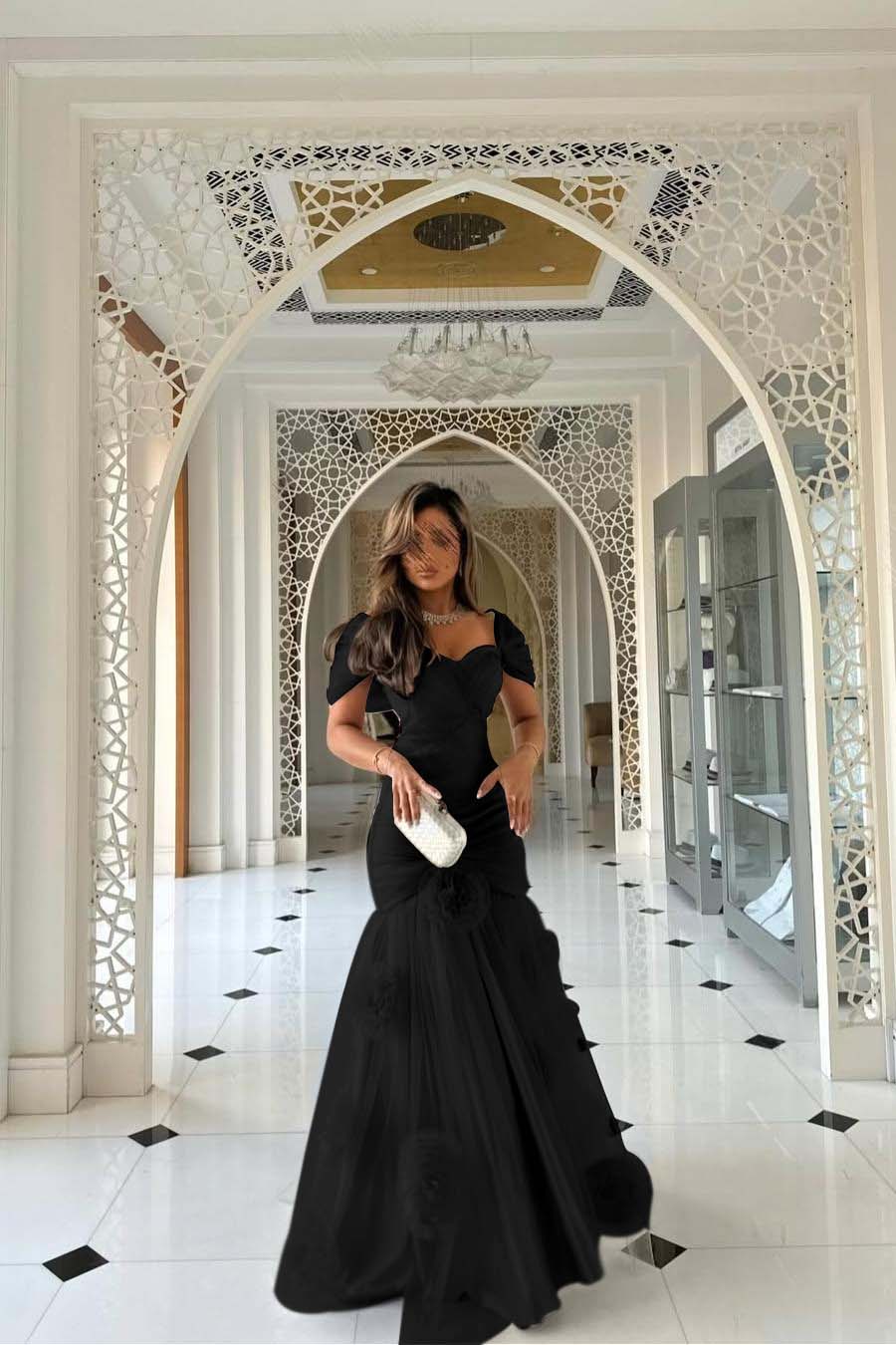 Sweetheart Short Sleeves Long Mermaid Prom Dress With Pleated WQ0144
