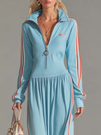 Women鈥檚 Zip-Up Sporty Long Sleeve Athleisure Dress