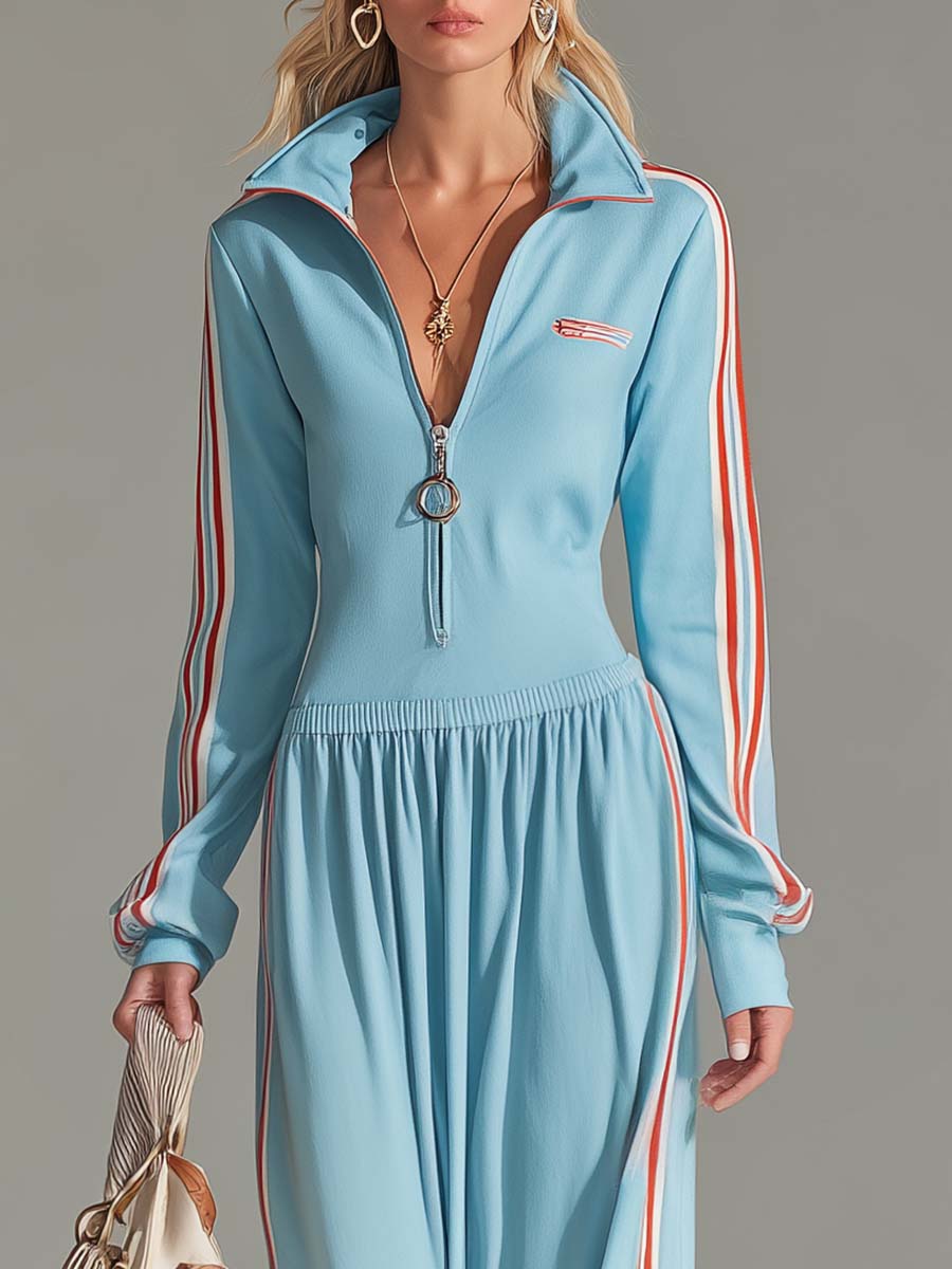 Women鈥檚 Zip-Up Sporty Long Sleeve Athleisure Dress
