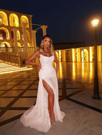 Strapless Sleeveless Long Mermaid Prom Dress With Split Appliques YK0231