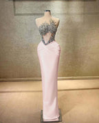 Strapless Sleeveless Long Mermaid Prom Dress With Beading Pleated YK0451