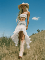 銆�24-hour shipping out銆慠omantic And Fashionable Short Front And Long Back Lace Patchwork Denim Skirt