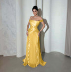 Chic Off the Shoulder Sleeveless Long Prom Dress With Pleated YK0266