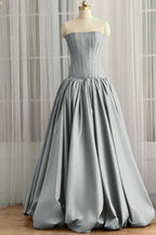 Sleeveless Strapless Long Ball Gown Prom Dress With Pleated WQ0345