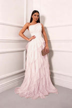 Cocoslly One Shoudler Sleeveless High Waist Long Prom Dress With Ruffles | Forest Green Tulle ZT0560