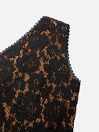 Black Lace One Shoulder Sleeveless Sheath Maxi Dress