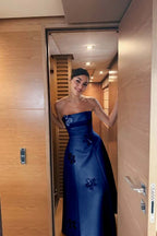 Strapless Sleeveless Long Prom Dress With Pleated Appliques JQ0079