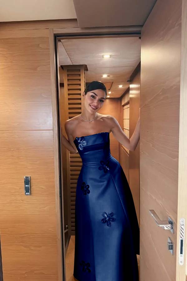 Strapless Sleeveless Long Prom Dress With Pleated Appliques JQ0079