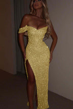 One Shoulder Strapless Sleeveless Long Mermaid Prom Dress With Split MS0185