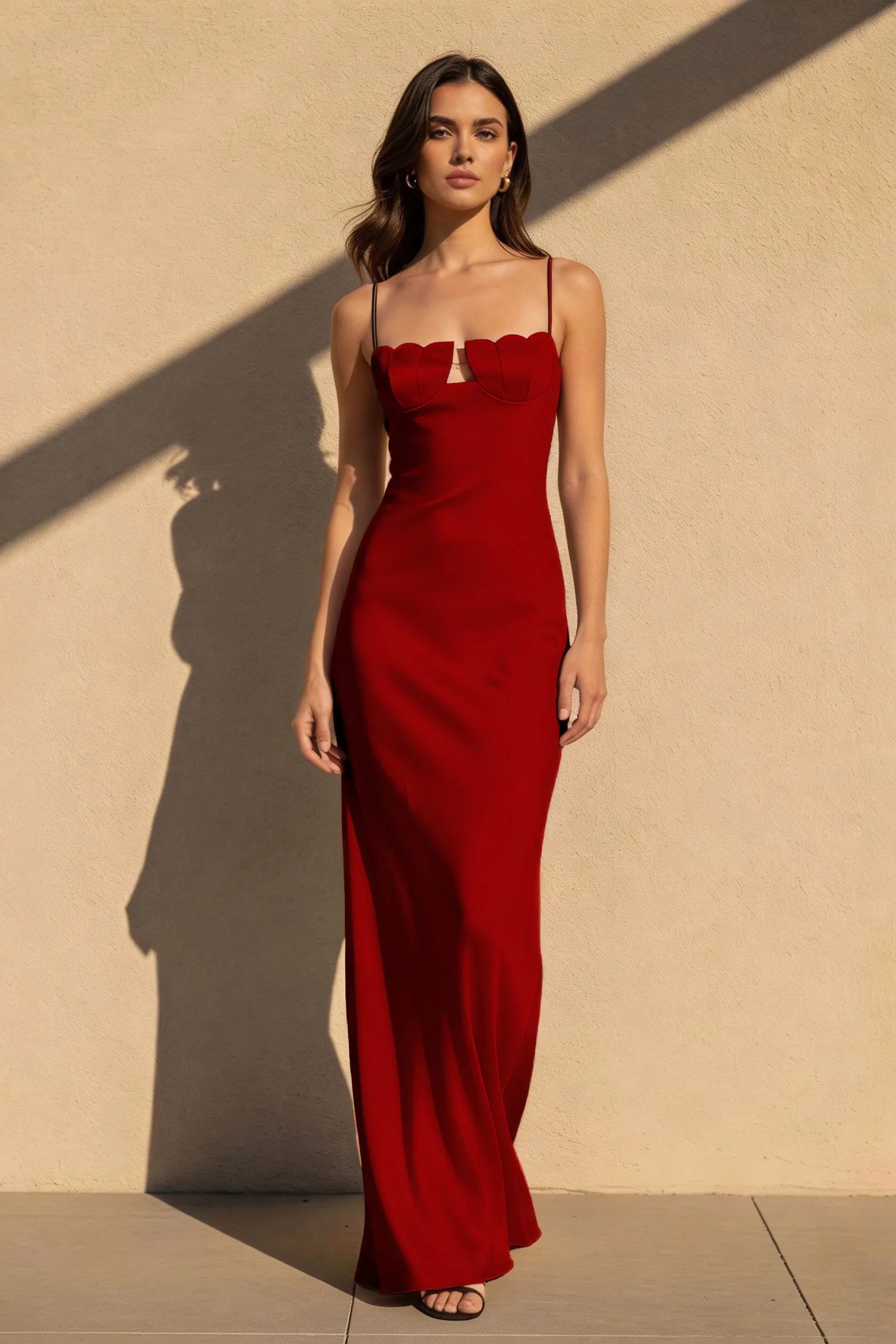 Cocoslly Spaghetti Straps Sleeveless High Waist Long Mermaid Prom Dress | Black Satin NW0254