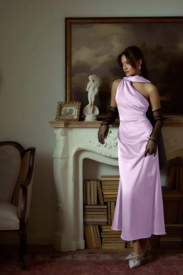 One Shoulder Sleeveless Long Mermaid Prom Dress With Pleated YK0042