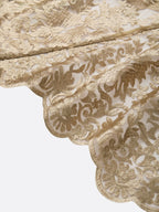 Golden Jacquard Lace Mock Neck Sleeveless Mermaid Midi Dress