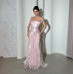 Chic Off the Shoulder Sleeveless Long Prom Dress With Pleated YK0266