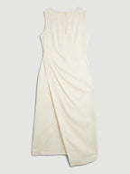 White V Neck Sleeveless Slit Sheath Midi Dress