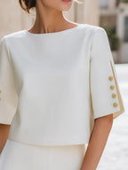 Button Detail Split Sleeve Elegant Top