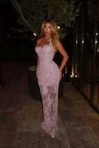 Halter Sleeveless Long Mermaid Prom Dress With Lace Embroidery WQ0329