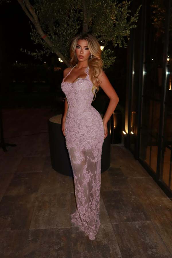 Halter Sleeveless Long Mermaid Prom Dress With Lace Embroidery WQ0329