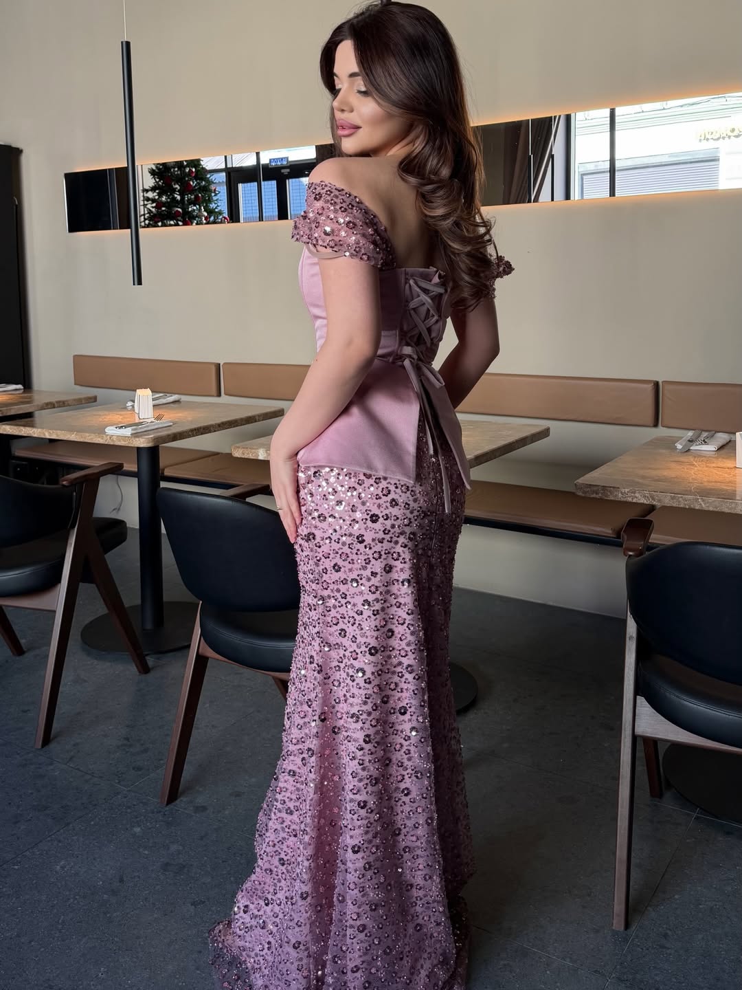 Cocoslly Wide Straps Sleeveless Long Mermaid Prom Dress With Ruffles And Sequins | Dusty Rose Satin CO0010