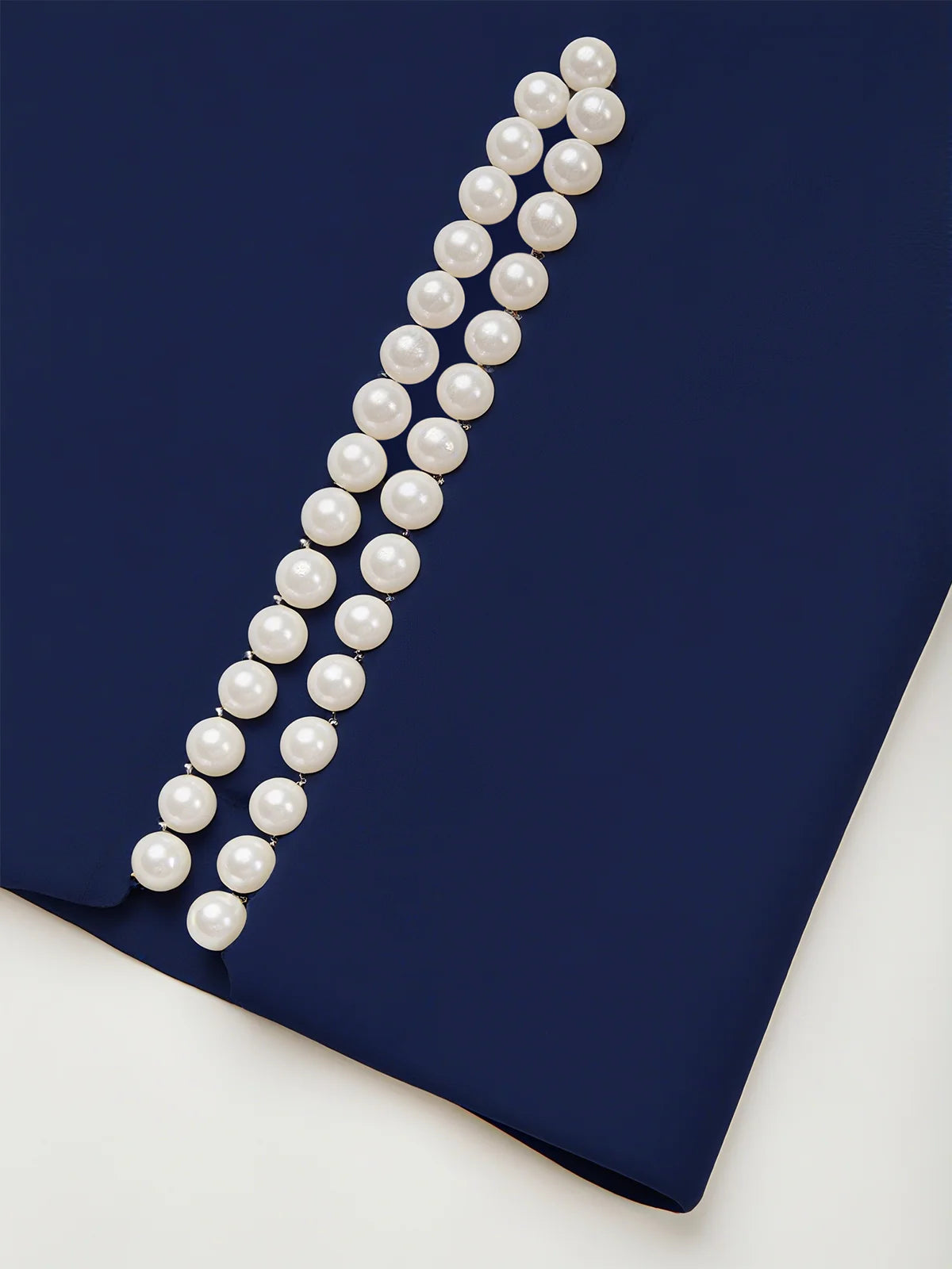 Navy Blue Faux Pearl Classic Crew Neck Half Sleeve Sheath Midi Dress