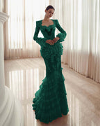 Long Sleeves Sweetheart Long Mermaid Prom Dress With Lace Appliques YK0181