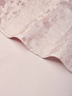 Pink Lace Jacquard 3D Floral Satin Crew Neck Sleeveless Sheath Maxi Dress