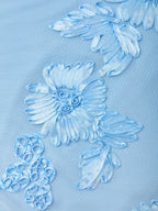 Light Blue Jacquard Classic Off The Shoulder Sleeveless Bodycon Floor-length Gown Dress
