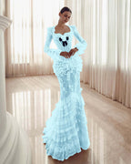 Long Sleeves Sweetheart Long Mermaid Prom Dress With Lace Appliques YK0181