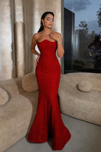 Cocoslly Strapless Sleeveless High Waist Long Mermaid Prom Dress | Lilac Sequins ZT0602