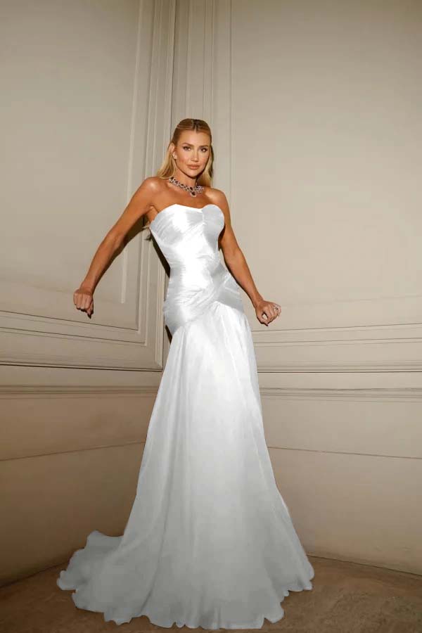 Strapless Sleeveless Sweetheart Long Prom Dress With Pleated YK0128