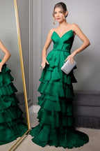 Spaghetti Strap V Neck Sleeveless Long Prom Dress With Pleated WQ0250
